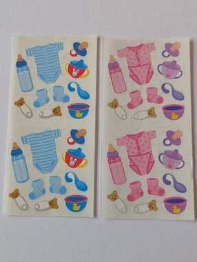 ☀️ Vintage Sandylion Baby Stickers Set - Pink & Blue Baby Sheets